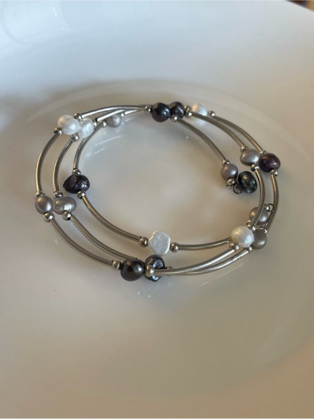💖5 for $25😻Multi-Strand Freshwater Pearl and Silver-Tone Bracelet